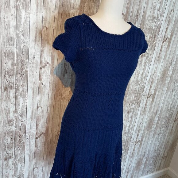 Lauren Ralph Lauren Blue Cap Sleeve Sweater Dress size LP - Picture 2 of 6